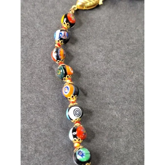 Vintage Original Murano Millefiori Art Glass Bead Necklace & Bracelet - Picture 5 of 16